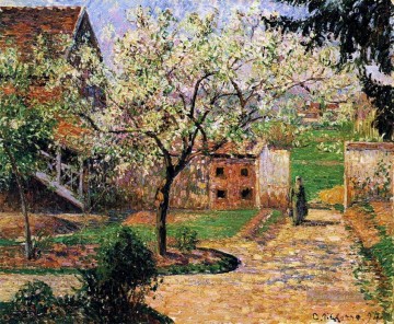  blühen - blühenden Pflaumenbaum eragny 1894 Camille Pissarro Szenerie